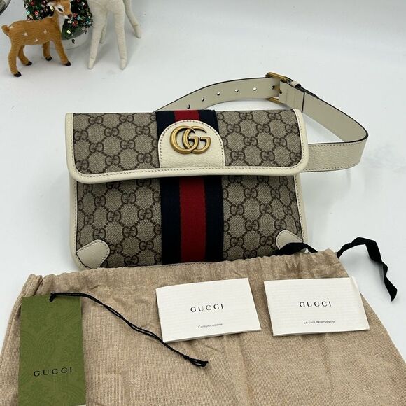 Women’s Gucci brown/white GG canvas web Ophedia Belt bag 80cm/32” adjustable - Picture 4 of 13